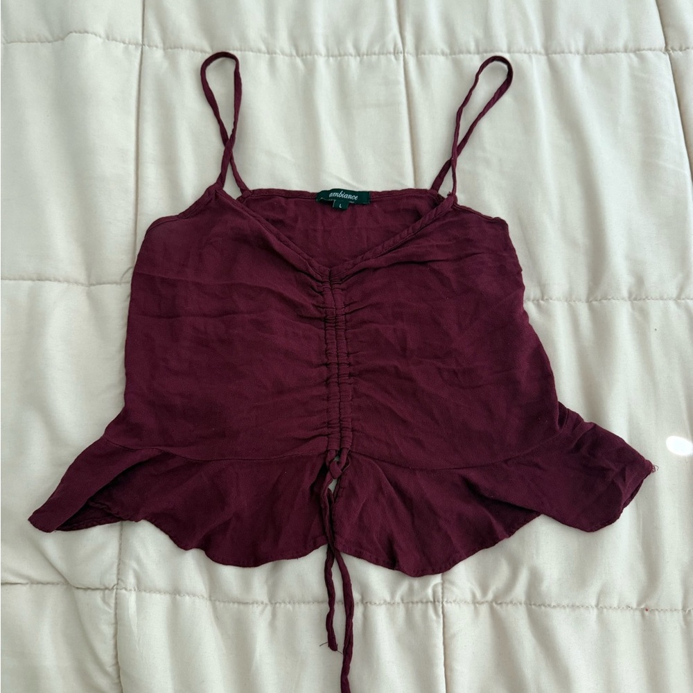Ambiance Wine Red Camisole with Spaghetti Straps